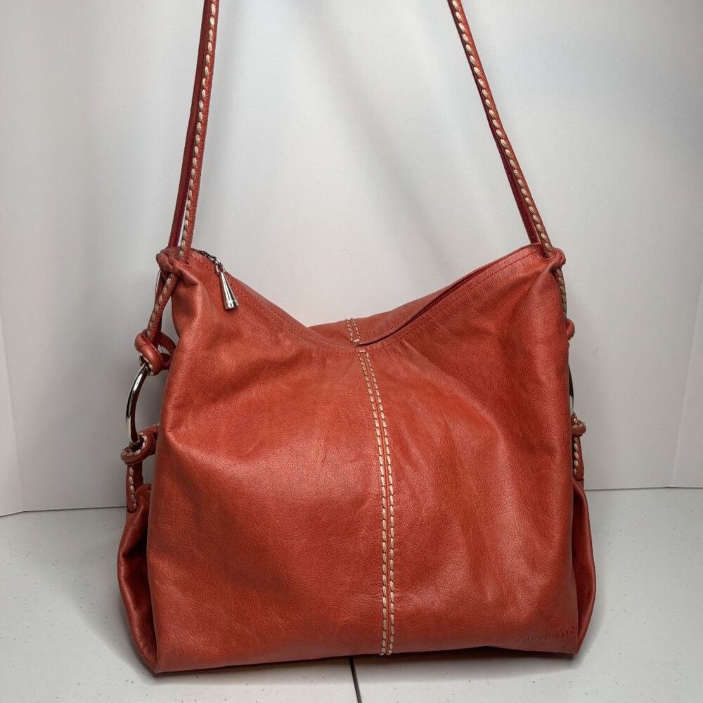 Plinio Visona Genuine Leather Burgundy Shoulder Bag Zip Purse Designer Italy